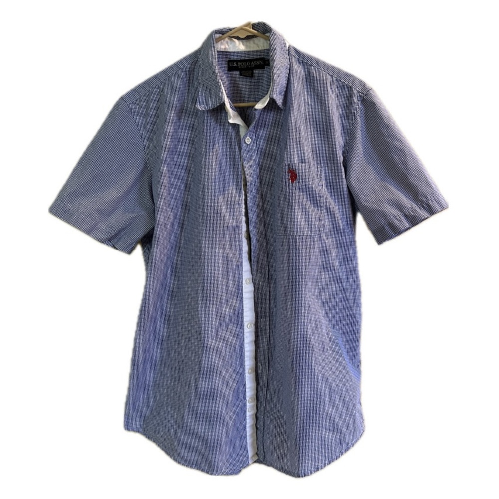 U.S. Polo Assn. Men’s Button-Up Shirt | Blue Cotton | Size M